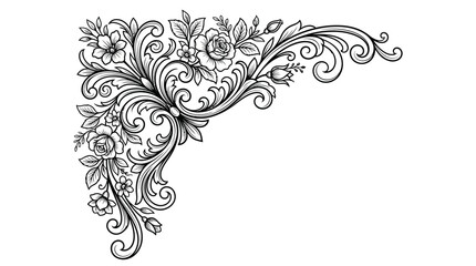 Abstract floral vector background with decorative flowers, leaves, swirls, ornate vintage pattern, frame and border design elements © Malkis
