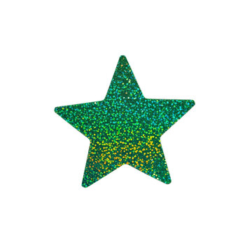 Green Glitter Star Sticker Sparkling Shiny Texture Graphic Element For Christmas Party Decoration Scrapbooking Festive Holiday And Creative Arts Craft Design Projects Isolated