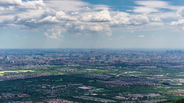Sovereign Skyline Panoramic Long-Lens View of Central TV Tower and Lize CBD from Western Hills, Beijing