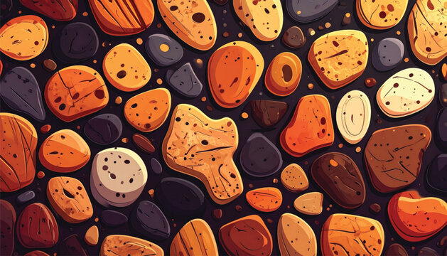 Collection of various smooth pebble stones.