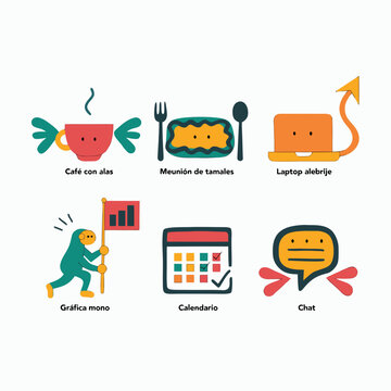 Coffee cup tamale demon laptop monkey chat bubble vector