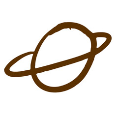 Brown planet saturn with ring icon isolated © razia