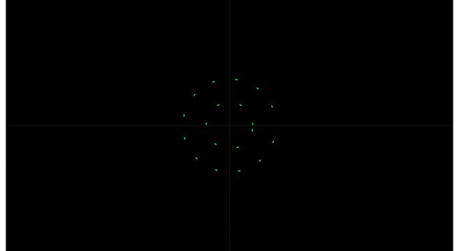 Minimalist green geometric circle pattern pulsing on animation black background