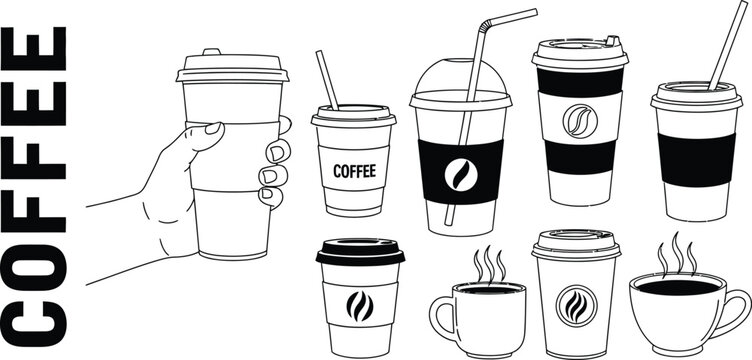 Various coffee cups and mugs