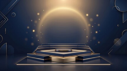 Naklejka premium Modern spaceship or spacecraft flying through futuristic space background