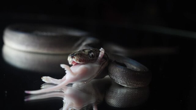 reticulated python eating a baby mouse