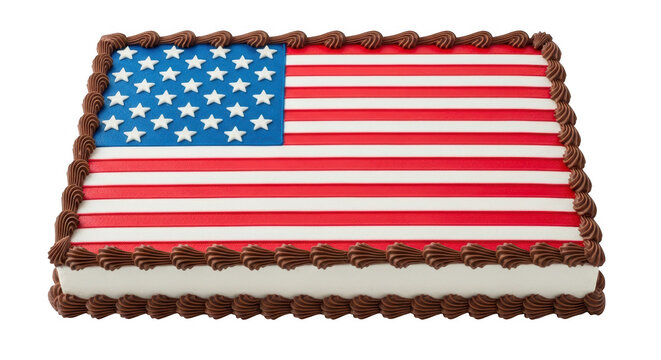 American flag cake with chocolate and strawberries on top for celebration