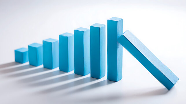 Blue growth and fall bar chart blocks