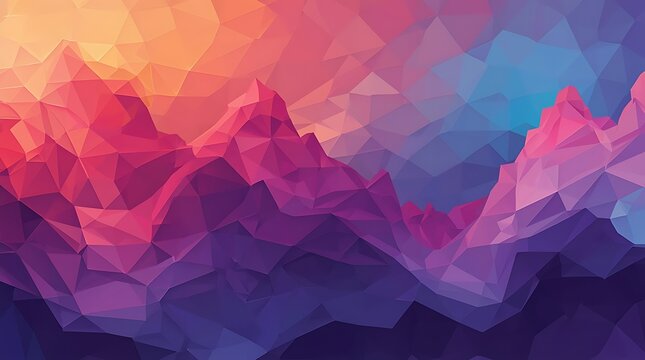 Abstract Geometric Mountain Range in Vibrant Colors.