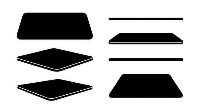 Minimalist Black Rectangular Pad Silhouettes and Mockup Elements