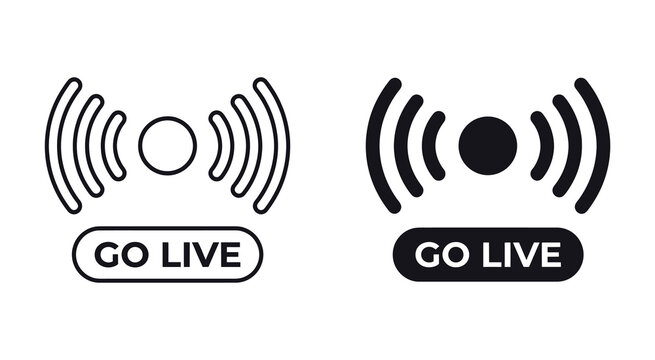 Live streaming broadcast indicator icon set. Vector illustration