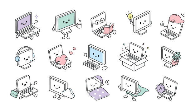 Computer cartoon characters on screen.