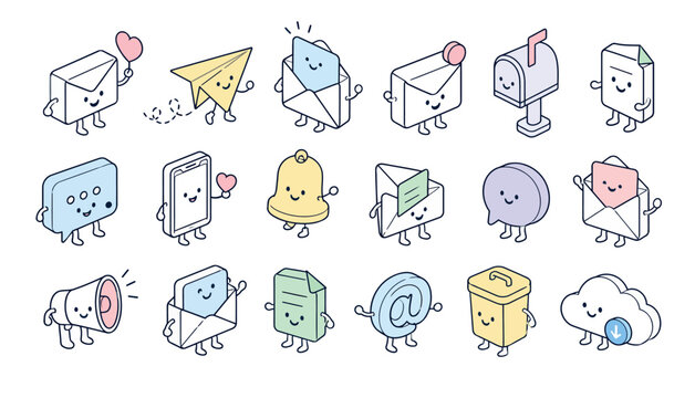 Cute cartoon computer icons.