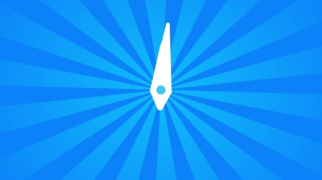 Blue comic background with a white analog clock face showing hands animation