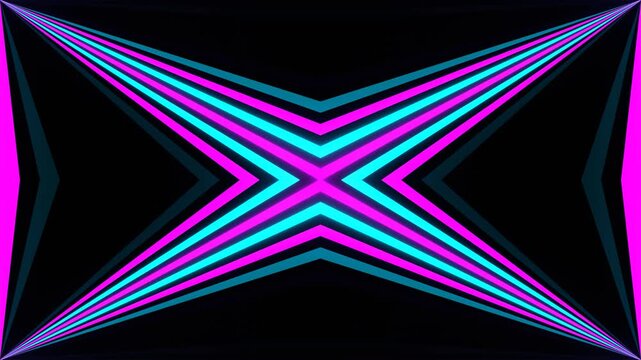 Cyan and Pink Neon Rays Kaleidoscope Background VJ Loop in 4K