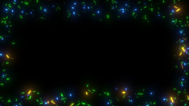 Colorful confetti for celebration square concept animation isolated on black background