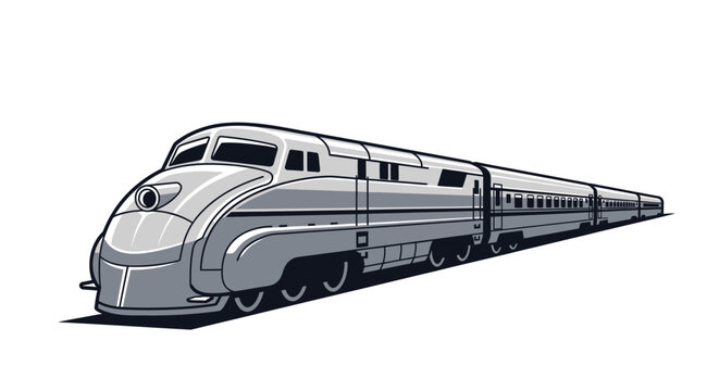 Detailed modern high-speed train locomotive illustration.