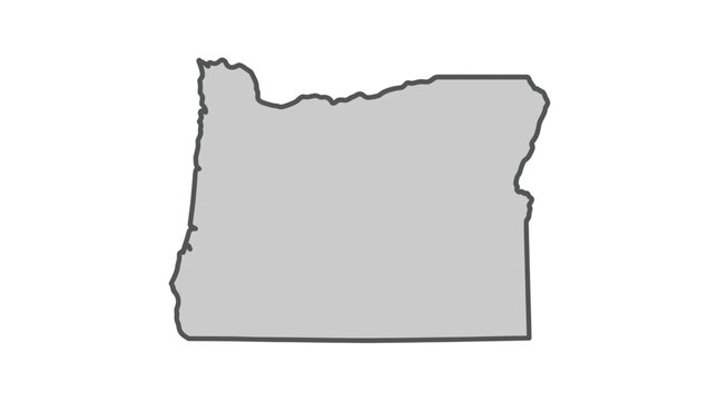 Oregon State Map Outline - Gray Shape on White Background