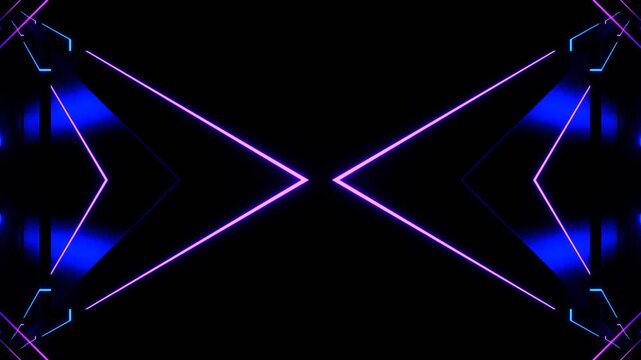 Purple and Blue Neon Minimalist Space Kaleidoscope Background VJ Loop in 4K