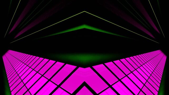 Pink and Lime Side Cylinders Kaleidoscope Background VJ Loop in 4K