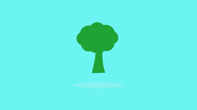 Minimalist Green Tree Icon Illustration on Light Blue Background