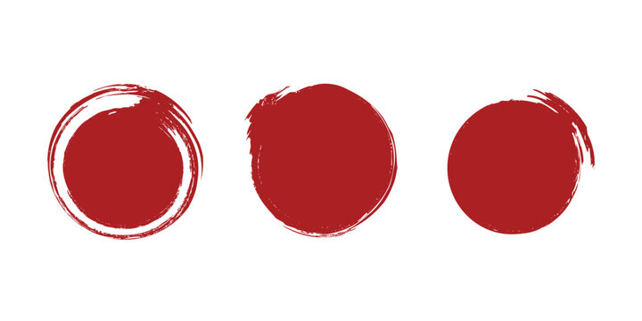 Straight red ink vector lines pack. Bloody color long and round hand-drawn brush stroke, frames, circles. Asian calligraphy brushstroke set. Rough grunge abstract blood color scribbles element. eps 10