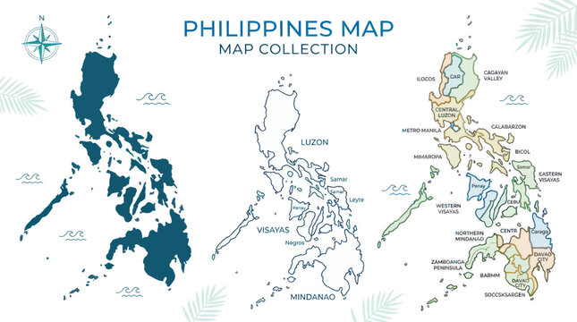 Philippines Map Collection: Outline, Detailed Regions, and Provinces
