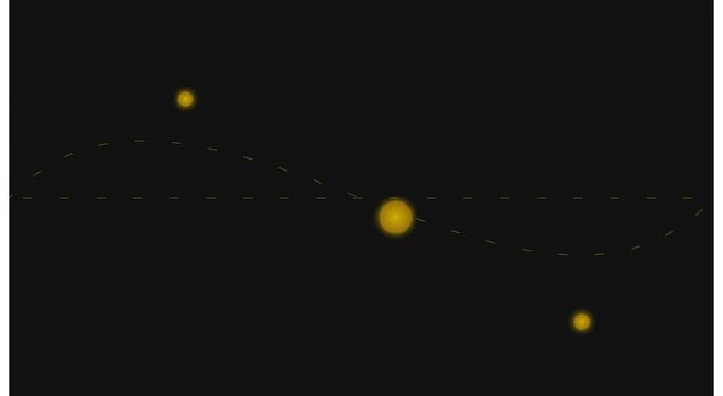 Sine wave motion with glowing particles on dark animation background, motion abstract background