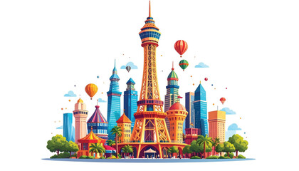 Obraz premium Eiffel Tower Paris Cityscape Landmark.