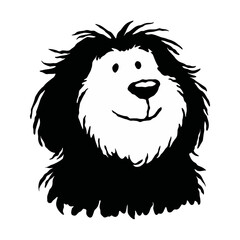 Fototapeta premium Cute Fluffy Dog Face Silhouette Vector Illustration