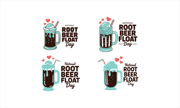 National Root Beer Float Day Celebration Graphics Collection illustration