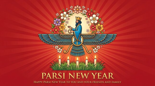 creative vector sketch of Parsi new year with abstract background