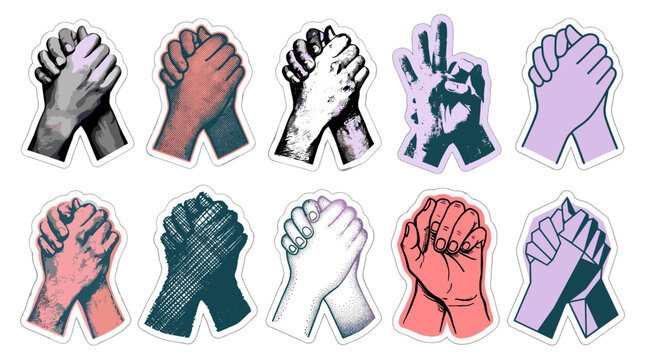 Collection of diverse raised fists symbolizing unity strength and activism in various colors