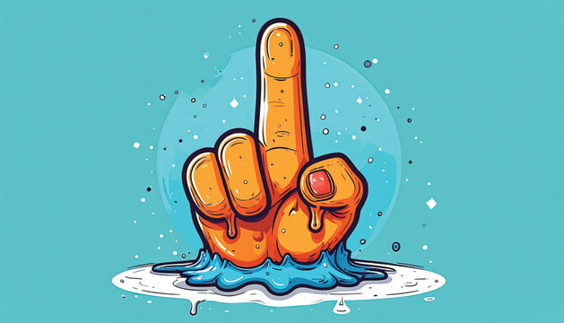 Cartoon hand giving middle finger.