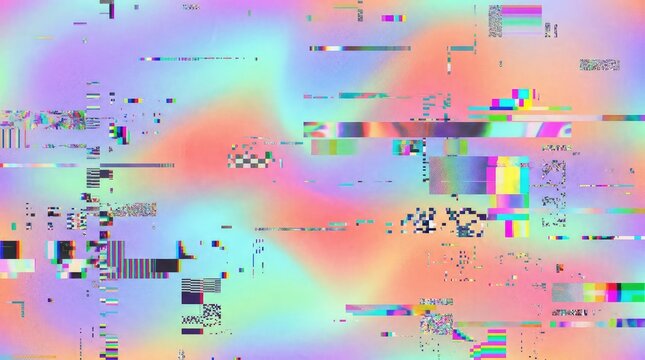 Abstract Digital Glitch Gradient with Pixel Artifacts, Rgb Color Blocks, and Data Mosh Textures for Futuristic Visuals