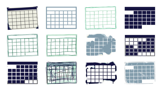 Collection of various grid and wireframe designs with different styles and structures