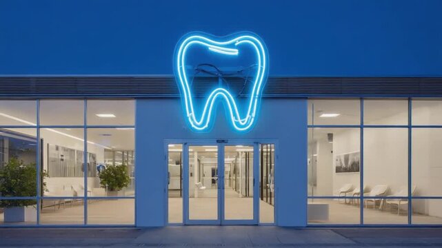 Sign of a tooth in a dental clinic.