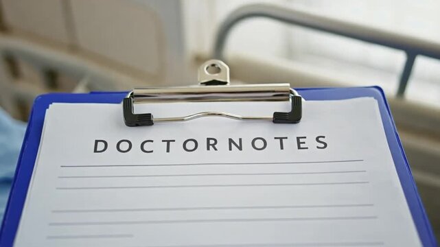 Doctor notes at the hospital.