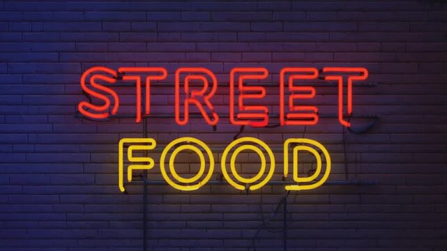 Neon sign for "street food".