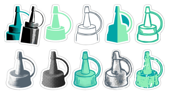 Collection of colorful and monochrome push pins with various designs and textures