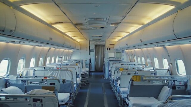 Medicalized aircraft for medical transport.