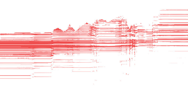 Abstract red glitch distortion background with horizontal lines and noise pattern vector illustration graphic design.