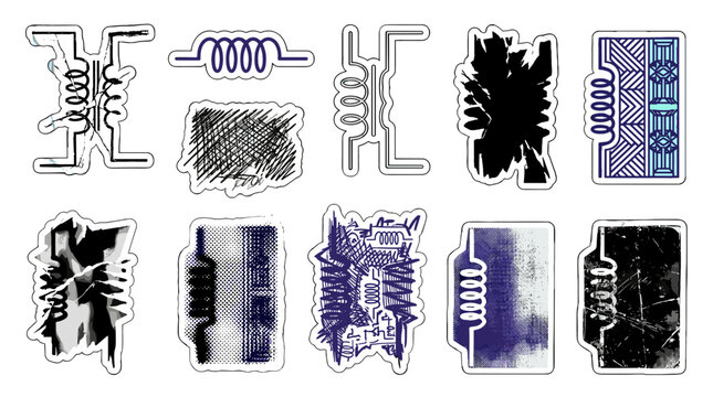 Abstract digital circuit pattern with complex interconnected lines and electronic components