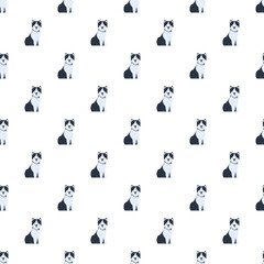 Repeating cute husky puppy dog sitting on white background © nsit0108
