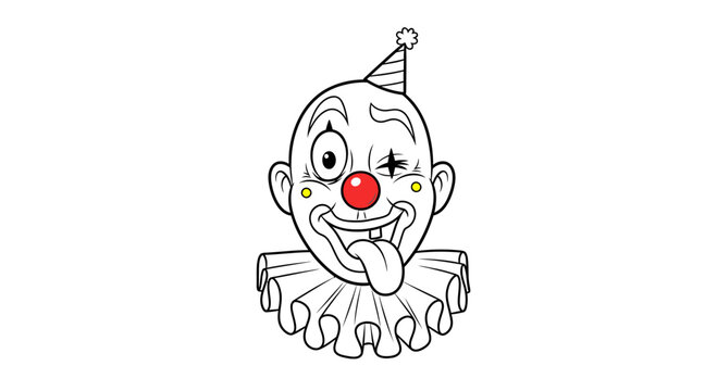 A playful line-art clown throwing confetti at a celebration