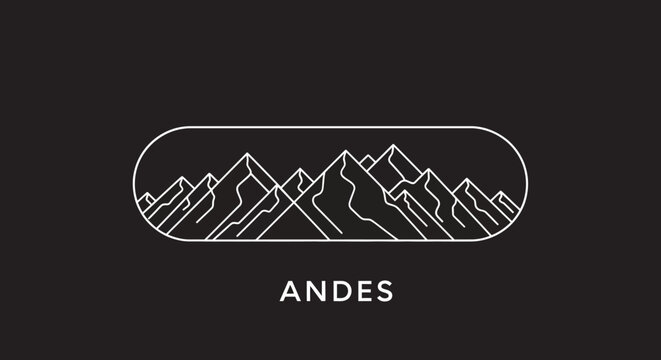 Clean Monoline Mountain Range Logo Design Featuring Andes Peaks for Outdoor Adventure and Nature Travel