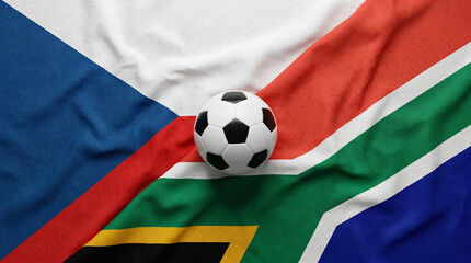 Naklejka premium Cinematic Czechia and South Africa Flags with Soccer Ball for 2026 Tournament
