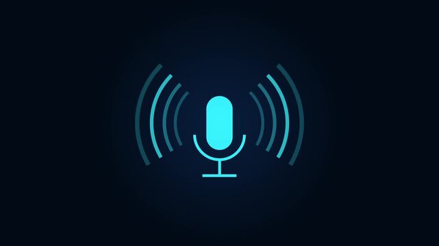 Microphone icon with sound wave concept animation