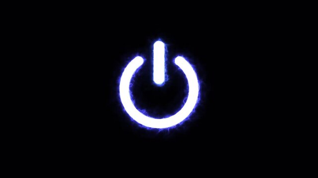 Neon  Power reset button animation in black background
