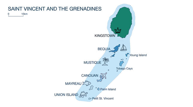 Saint Vincent and the Grenadines Map - Caribbean Islands, Travel Destination